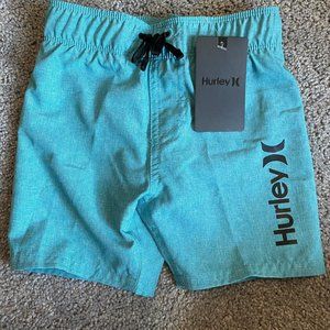 NWT Hurley Toddler Boy's 2T Board Shorts Swim Dusty Cactus Green Logo Lined Baby